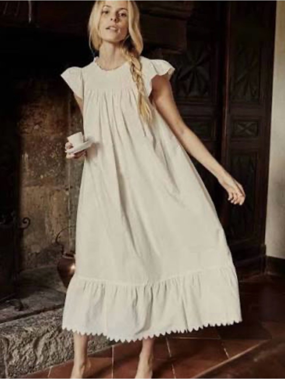 Doen Cream Midi Smocked Yoke Dress - Picture 2 of 5